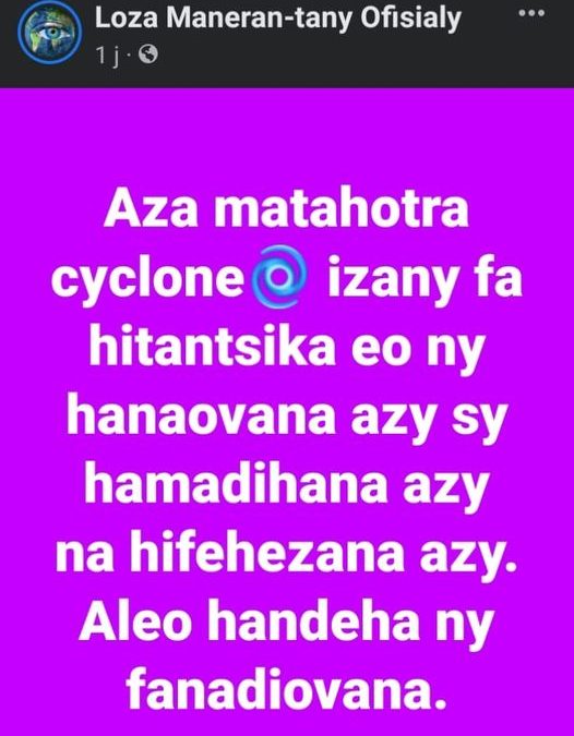 TAFIDITRA SOAMATSARA NY CYCLONE FREDDY AMIN’IZAO ORA ANORATANA IZAO.

 ry zalahy…