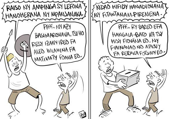Fizarana “caricature” navoakan’i Pov cartoonist ny 29 marsa 2023 mba ho fampahaf…