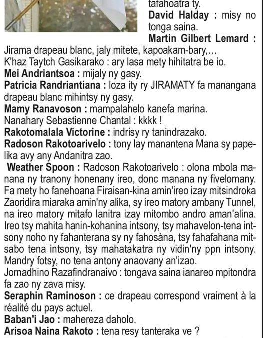 Fetim-pirenena ho avy – Misy ny manangana saina fotsy

Patrick Raharimanana : hi…