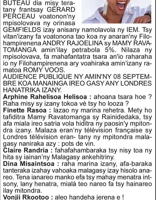 Raharaha Romy Voos Andrianarisoa – Olona ambony eto amin’ny firenena voatonon’ny…