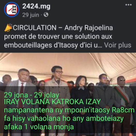 Tapitra androany ilay 1 VOLANA nolazain’i Ra8sentimetatra.
 Ca va tsara ve ianar…